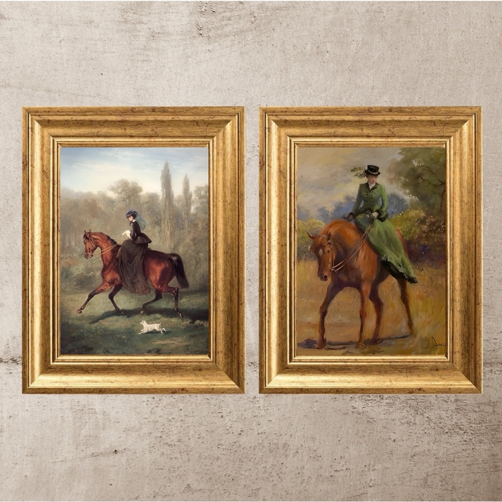 Vintage Equestrian Sidesaddle Riders Set of Two